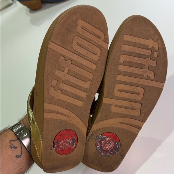 FitFlop Women's Metallic Gold and Brown Sandals - Picture 10 of 10